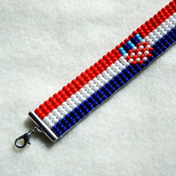 Croatia Croatian flag bead bracelet, handmade, adjustable length - Picture 3 of 6